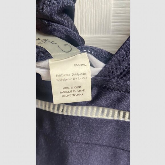 CupShe One Piece Swimsuit Navy Blue White Plunge V Neck Size M - Picture 6 of 6